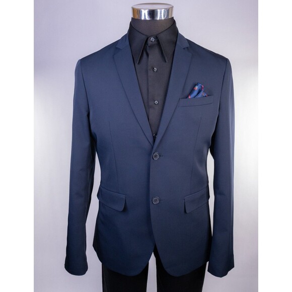 H&M Mens Blazer Jacket Size 40R Slim Fit Stretch Sport Coat Two Button Poly - Picture 2 of 14